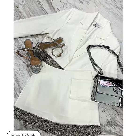 Gianni Bini Anya Rhinestone Fringe Point Collar Long Sleeve Coordinating Jacket - Picture 4 of 5